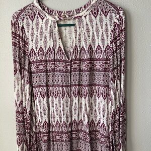 Chic Burgundy Patterned Women's Tunic